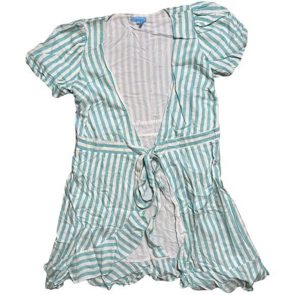 Draper James RSVP Dress Womens Size M Puff Sleeve Turquoise Blue - Picture 1 of 6